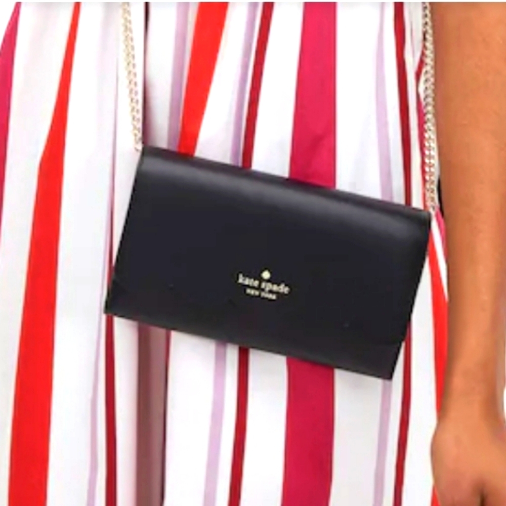 Brand New Kate Spade Gemma Wallet On Chain. Black In Color